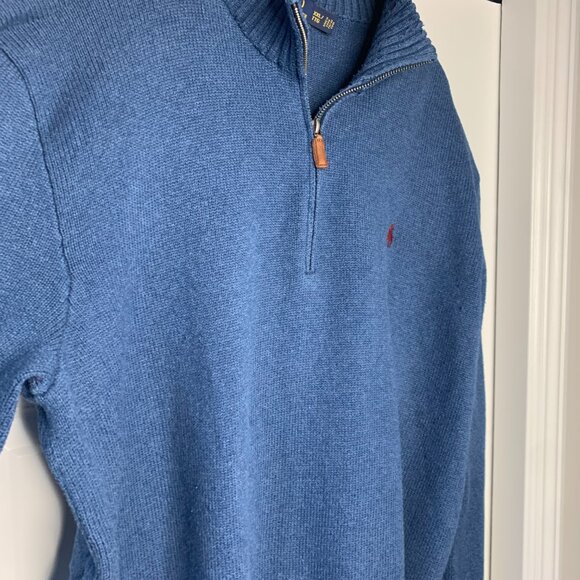 Ralph Lauren Mens Blue Quarter Zip Sweater - Picture 5 of 16